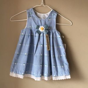 NWT Blue Gingham Daisy Dress 18 M
